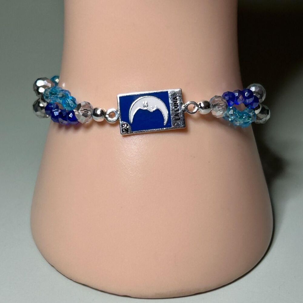 La Luna 925 Sterling Silver Stretch Bracelet with Crystal Beads